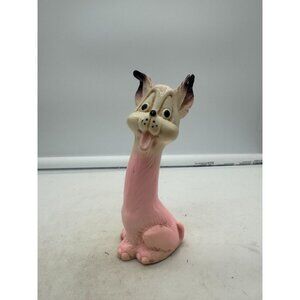 Vintage Baby Joy 1970 Rubber Squeak Toy Pink Long Neck Puppy Dog